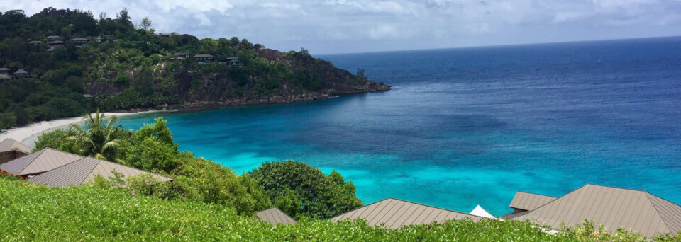 Blick auf die Lagune des Four Season Resort Seychelles