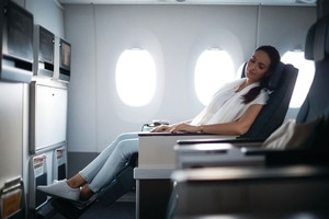 Der Bereich der Premium Economy bei Cathay Pacific Airways