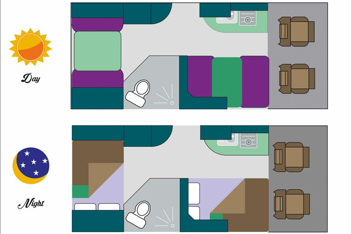 Floorplan des Maui M4Bi (4 Berth)