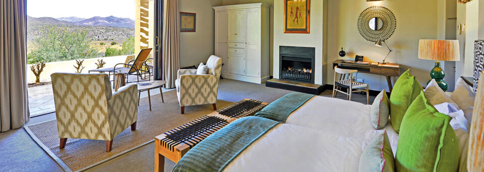 Zimmerbeispiel der Tilney Manor Lodge im Sanbona Wildlife Reserve