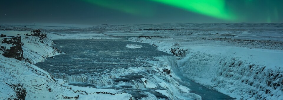 Gullfoss Wasserfall Polarlicht