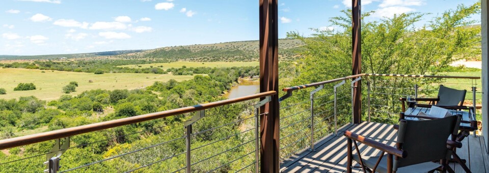 Deck der Sarili Lodge im Shamwari Game Reserve