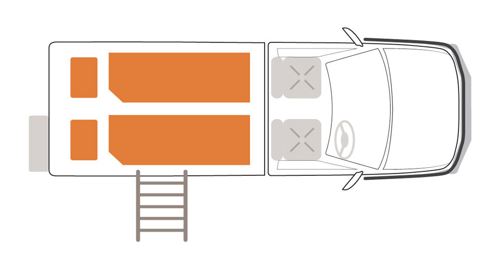 RedSands Camper 2 Personen Layout bei Nacht