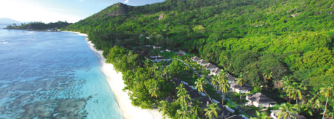 Hilton Seychelles Labriz Resort & Spa Insel Silhouette - Luftaufnahme