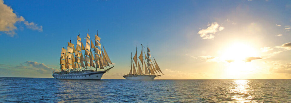 Royal Clipper bei Sonnenuntergang