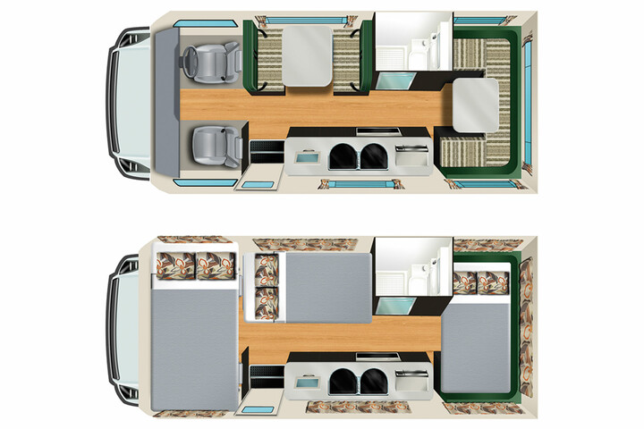 Floorplan des 6 Berth Campervan