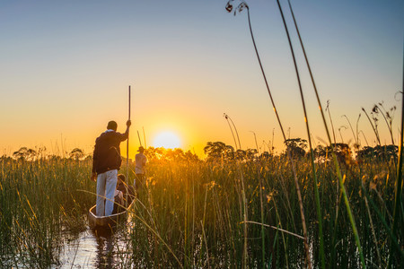 Mokoro Fahrt durch das Schiff des Okavango Deltas