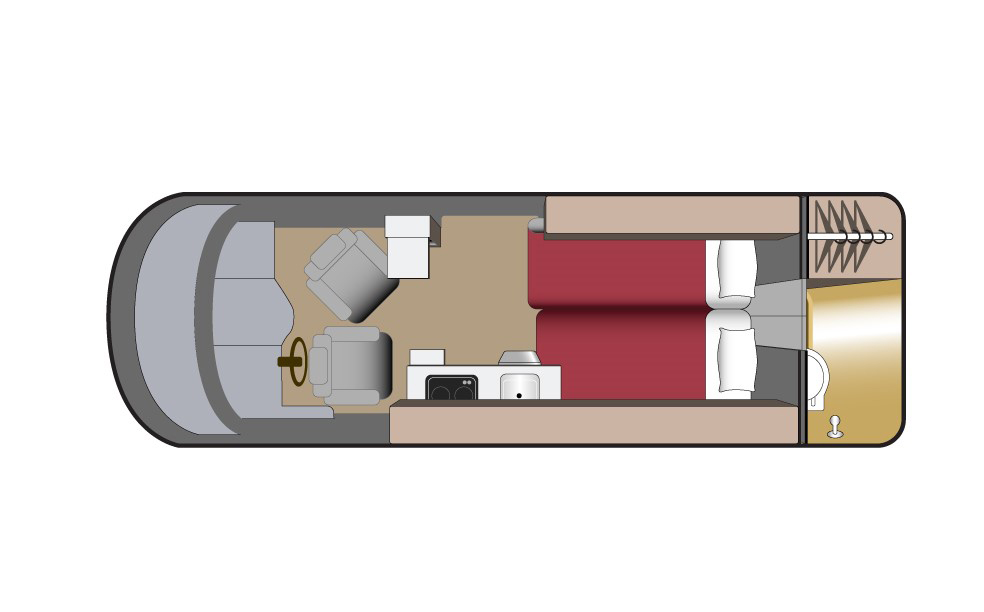 Floorplan bei Nacht des Van Conversion