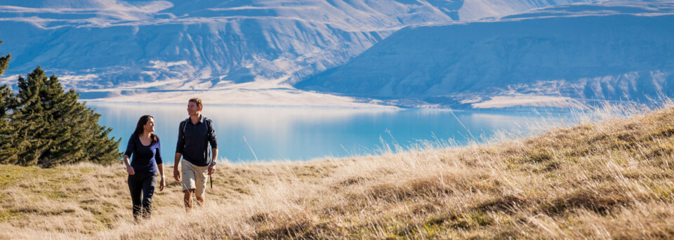 Wanderer im Hooker Valley, Mount Cook Nationalpark