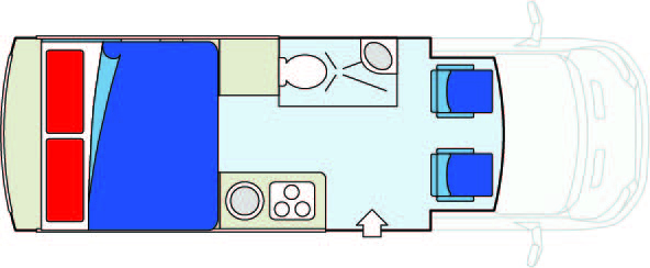 Floorplan bei Nacht des Deluxe Camper Van DVC