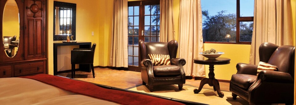 Luxury-Zimmerbeispiel der Zebra Kalahari Lodge