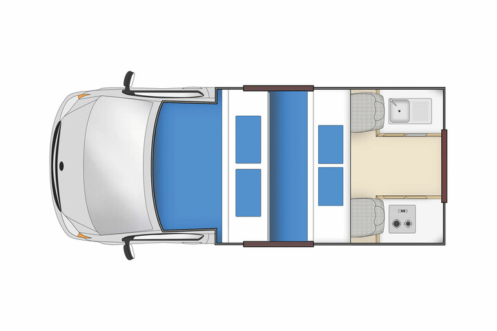 Floorplan bei Nacht des Endeavour Camper