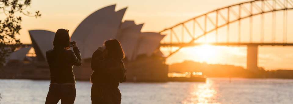 Sydney Royal Botanic Gardens bei Sonnenuntergang