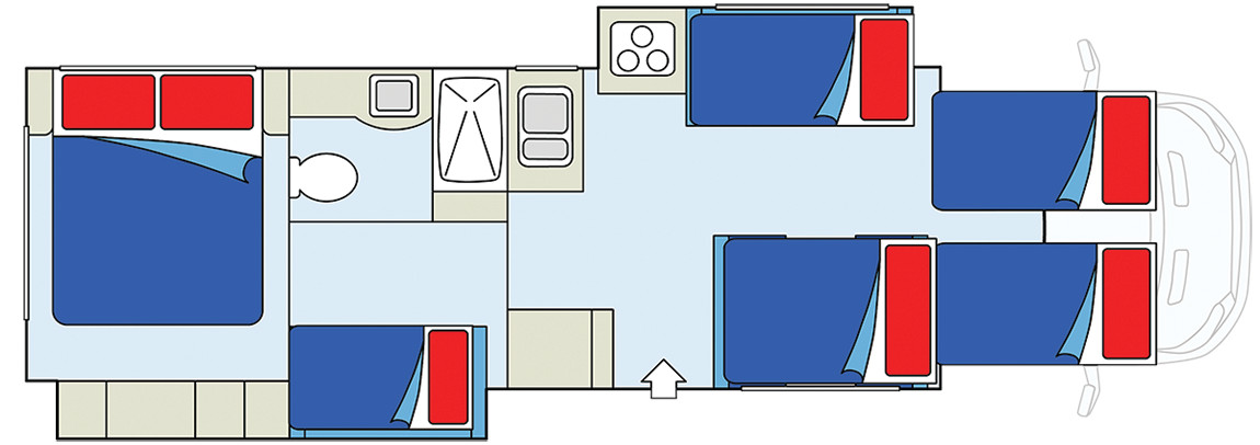 Floorplan bei Nacht des MH-X Maxi Plus Motorhome