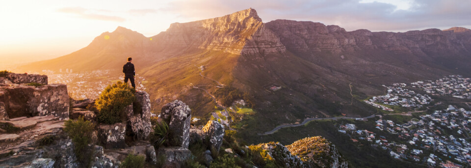 Ausblick vom Lions Head auf den Tafelberg