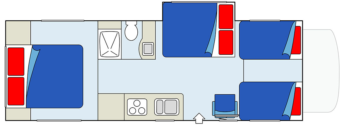 Floorplan bei Nacht des MH-A Maxi Motorhome