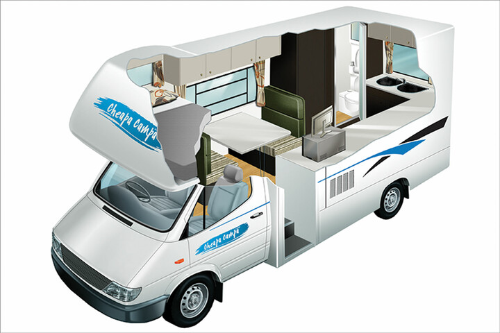 Cutaway des 4 Berth Campervan