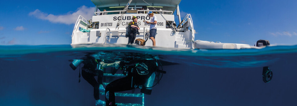 Taucher am Pro Dive Tauchboot - Great Barrier Reef