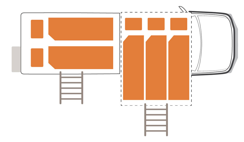 RedSands Camper 5 Personen Layout bei Nacht