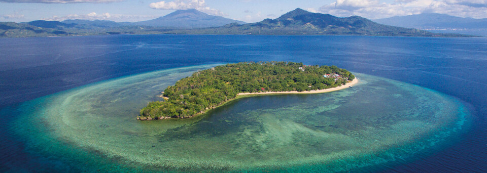 Luftaufnahme des Siladen Resort und Spa Nord-Sulawesi