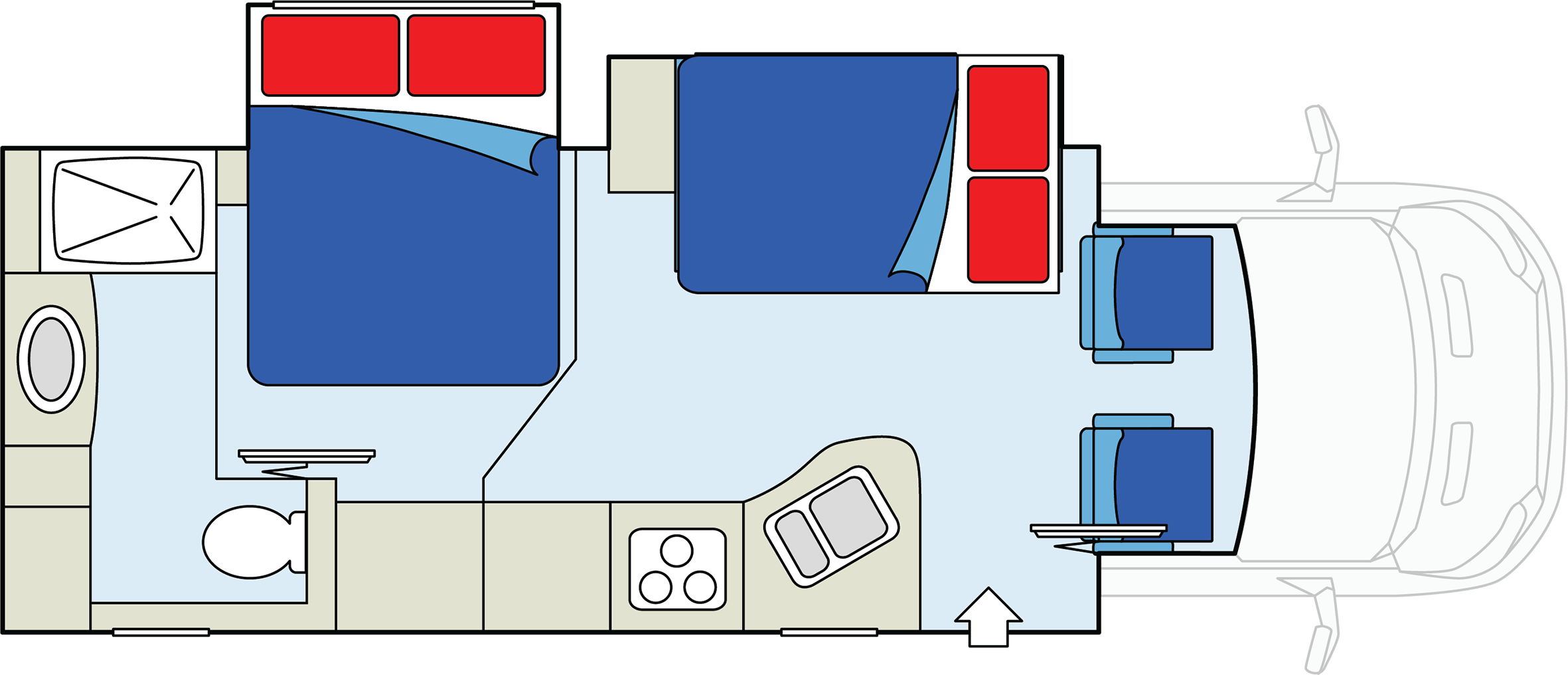 Floorplan bei Nacht des Super Camper Can SVC