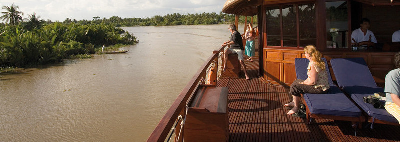 Ausblick vom Deck - Kreuzfahrtschiff "Bassac" im Mekong-Delta