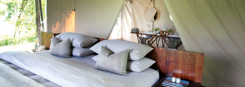 Machaba Camp Innenansicht Zelt