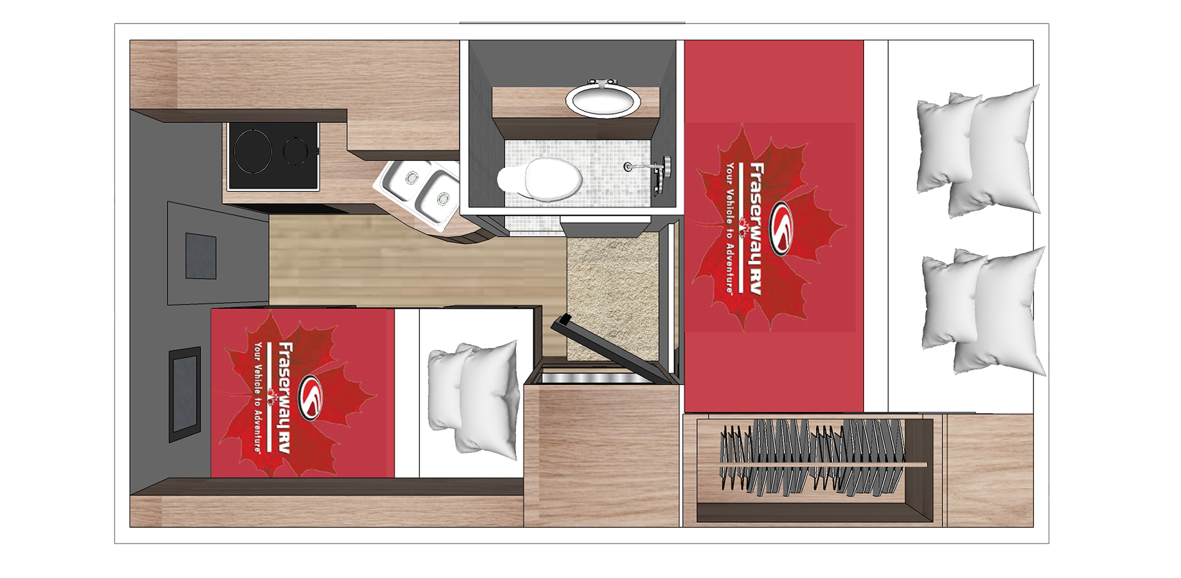 Floorplan bei Nacht des Truck Camper TC