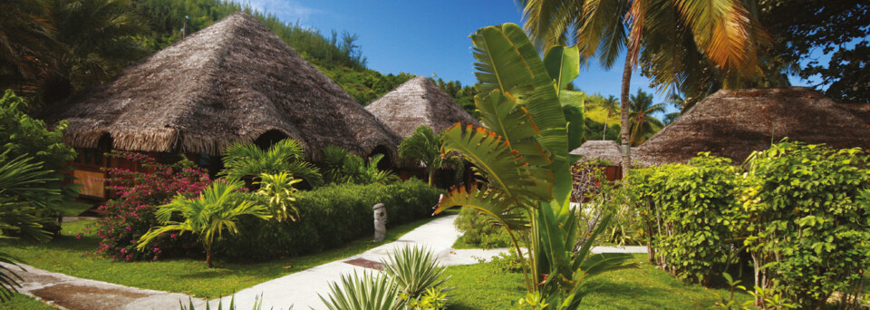 Aussenansicht Garden Bungalows des Le Mahana Huahine