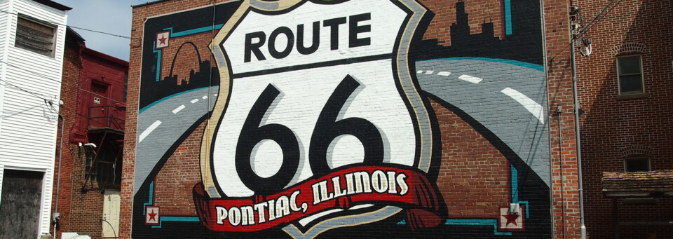 Route 66 Wandbild in Pontiac, Illinois