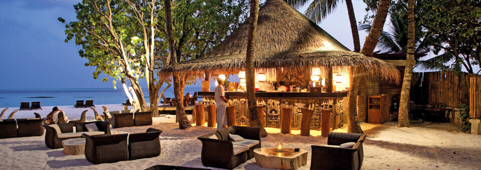 Beach Bar des Constance Moofushi Maldives im Süd Ari Atoll