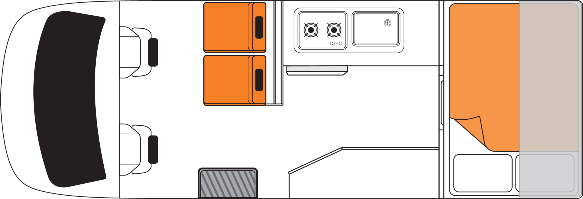 Floorplan bei Nacht des Britz Hi-Top