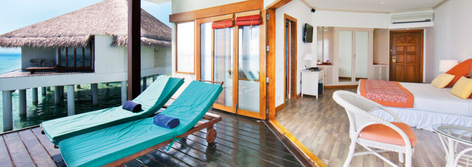 Terrasse Water Bungalow Adaaran Club Rannalhi Süd Male Atoll