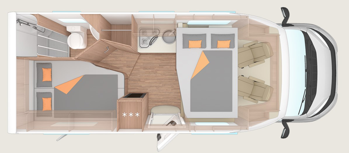 Holdur Camper X20 Floorplan Night