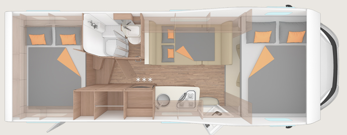 Holdur Camper X30 Floorplan Night