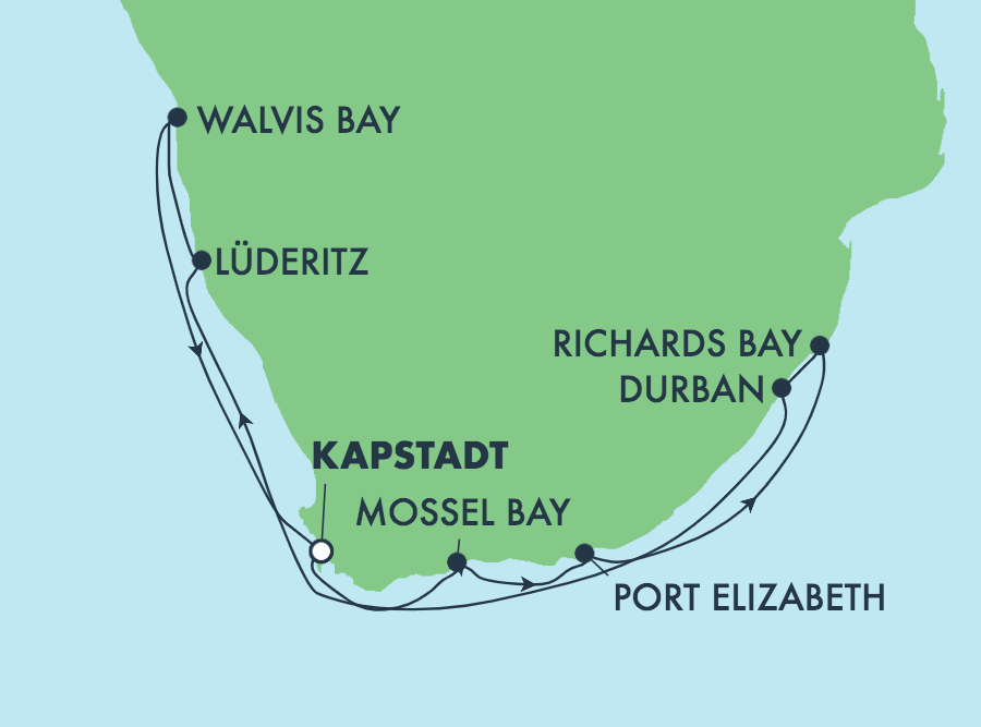 Reiseverlauf der Norwegian Jade / Norwegian Dawn