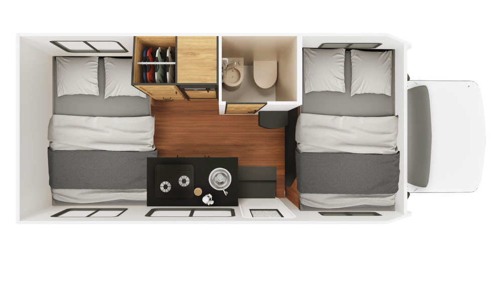 Floorplan des C-21 Compact Plus bei Nacht 