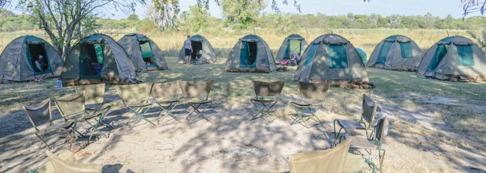 Übernachten im Camp im Okavango Delta