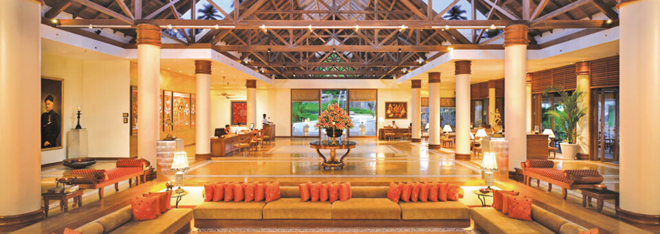 Lobby des The Leela Kovalam in Kerala