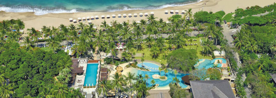 Luftaufnahme des Bali Mandira Beach Resort & Spa in Legian