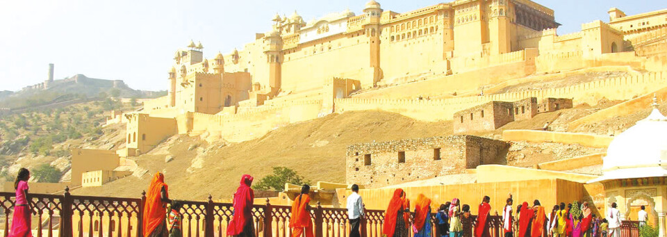 Menschen auf dem Weg zum Amber Fort, Jaipur